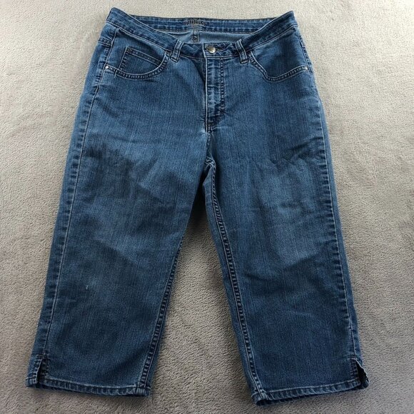 Riders By Lee Women's Capri Jeans Size 32x28 Measured Blue Denim Cropped Casual - Picture 10 of 11